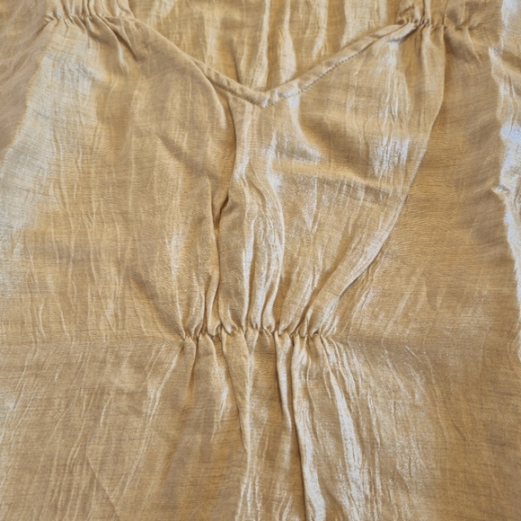 J.Jill women's size Small shimmery gold linen blend V neck tunic lightweight - Picture 5 of 6